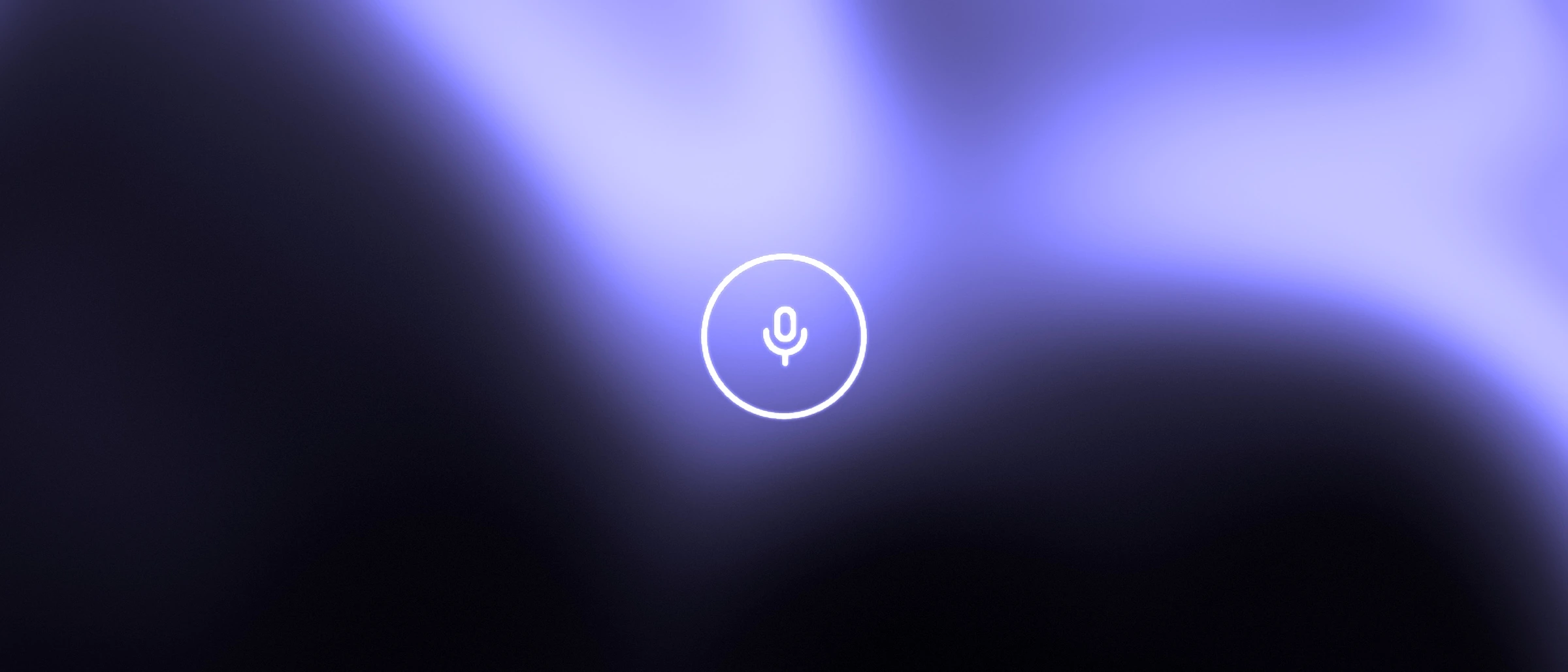 A microphone button glowing in a field of violet light