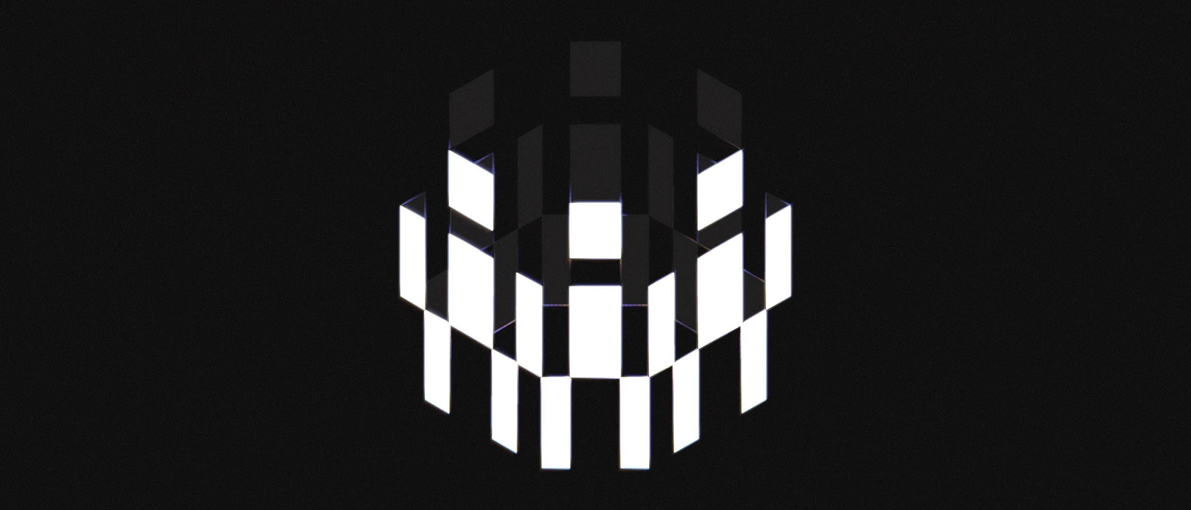 The Creative by Request mark rendered as columns of projected light